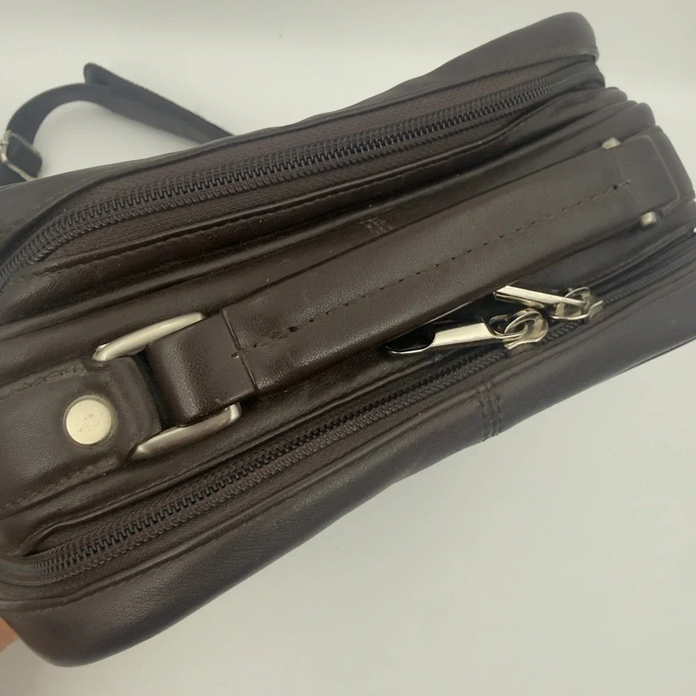 Osgoode Marley Leather Messenger Crossbody Bag Brown Medium